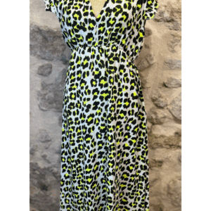 Robe longue en gaze de coton imprimée fluo