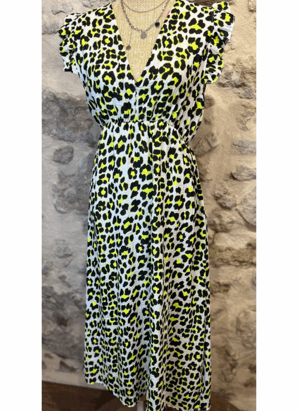 Robe longue en gaze de coton imprimée fluo