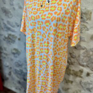 Robe tee-shirt léopard fluo