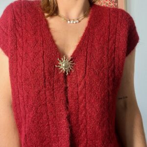 Gilet en maille sans manches – Rouge profond