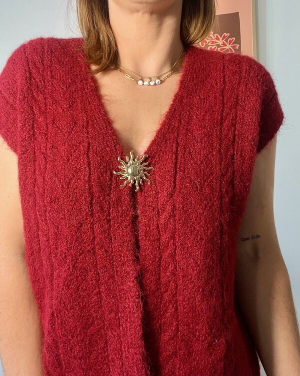 Gilet en maille sans manches – Rouge profond
