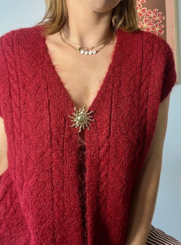 Gilet en maille sans manches – Rouge profond – Image 2