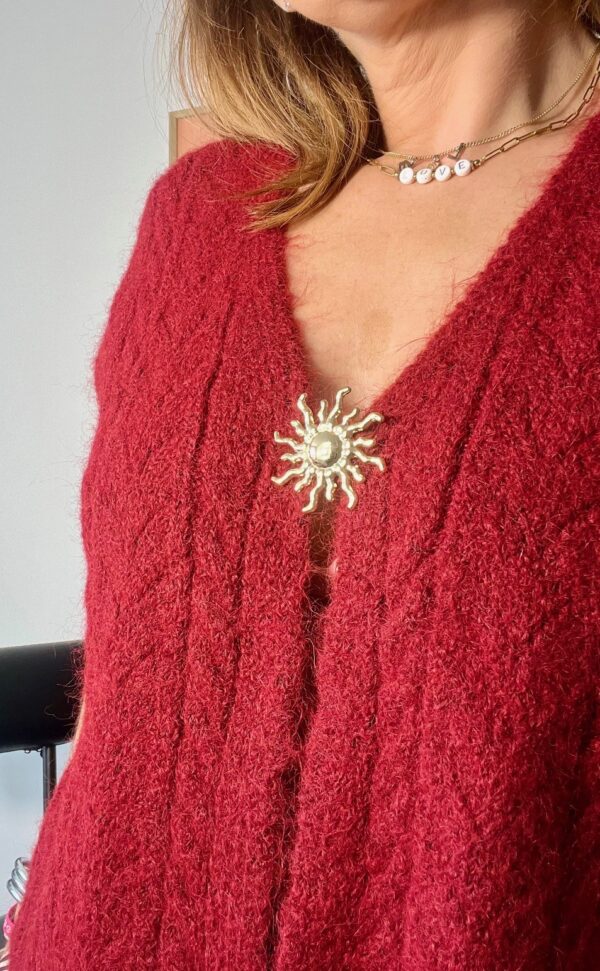Gilet en maille sans manches – Rouge profond – Image 3