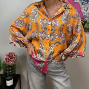 Chemise imprimée foulard orange