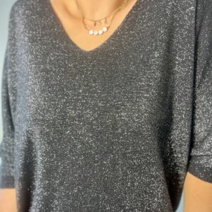 Pull fin à manches mi-longues effet scintillant