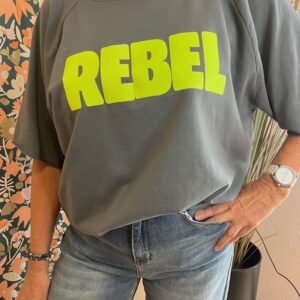 Tee-shirt sweat femme gris "REBEL" – Confort coton extensible
