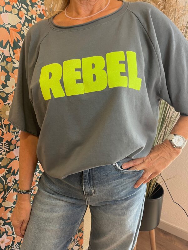 Tee-shirt sweat femme gris "REBEL" – Confort coton extensible